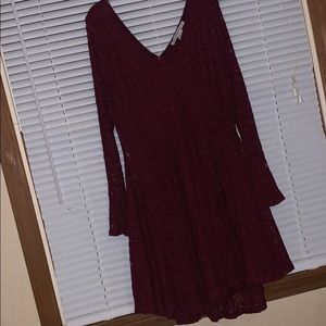 A maroon dress